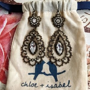 Chloe and Isabel Pearl + Crystal filagree earrings